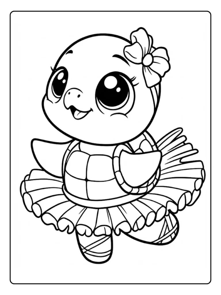 Kleurplaat Schildpad Schattig