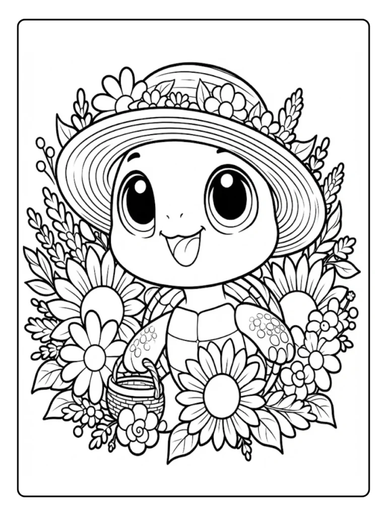 Kleurplaat Schildpad Schattig