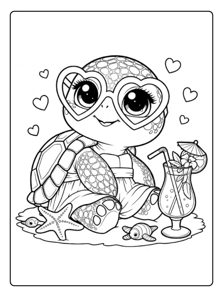 Kleurplaat Schildpad Schattig